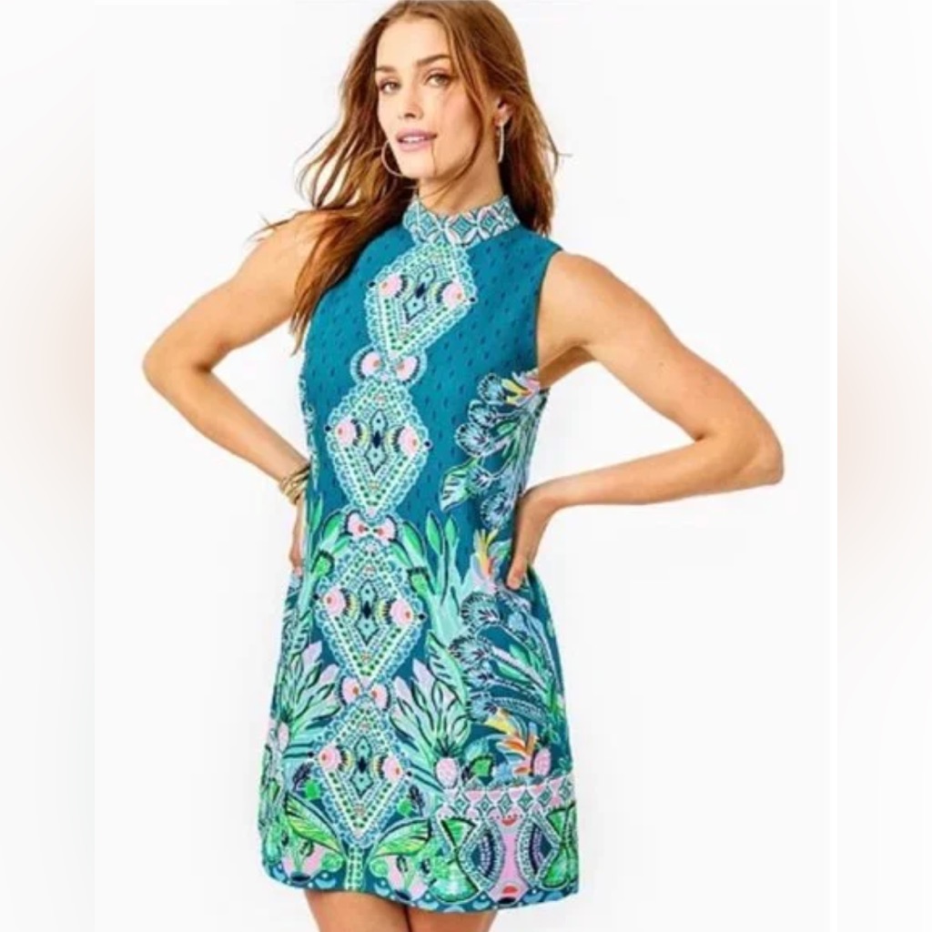 Lilly Pulitzer Brandi Shift Dress Rain Florist Valencia Teal